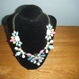 Gold Tone Black and Pink Necklace